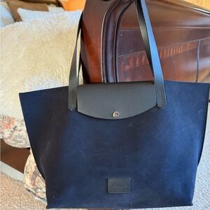 Graf Lantz navy blue leather tote